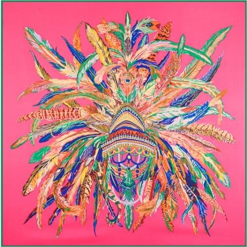 Fashion style Brand headscarf Women rose Indian Totem Print big Square Scarf Soft 100% Silk Spring High Quality Shawl 130x130cm