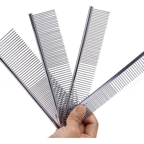 1pc Dog Comb Long Thick Hair Fur Removal Brush Stainless Steel Lightweight Pets Dog Cat Grooming Combs for Shaggy Dogs Barber