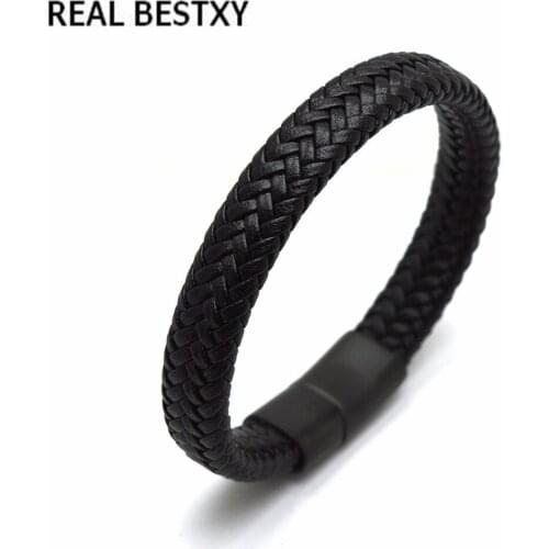 REAL BESTXY New Fashion Jewelry Hot Sale Love Leather Bangle Charm Wrap Mens Magnetic Bracelet Gift Free Shipping