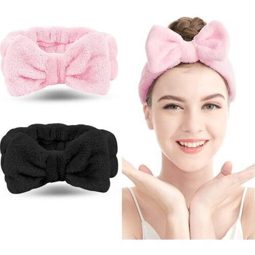 New Soft Coral Fleece Hair Bow Headband Wash Face Makeup Bath Women Hairband Girls Hair Holder Fashion Hair Accessories Gift