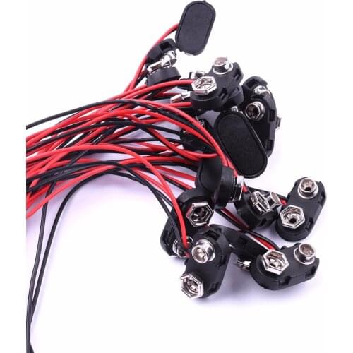Wholesale 200Pcs 9 Volt 9V Battery Clip Snap Connectors Lead Wires Holder Copper and Plastic 15cm Wire Length Connector Useful