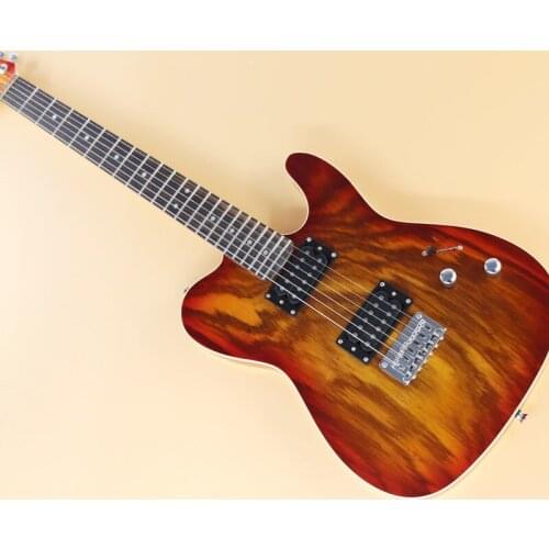 Zebra Pattern Orange Electric Guitar, Right Body Backhand Head