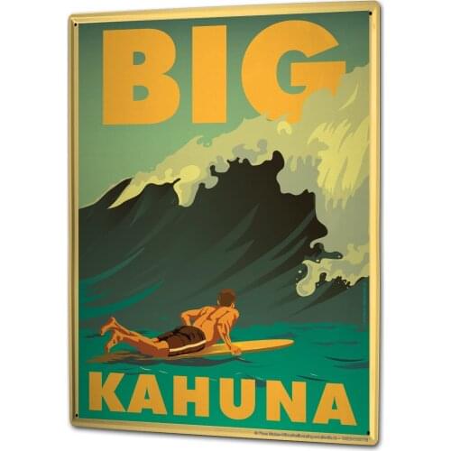 SINCE 2004 Nostalgic Tin Sign Metal Plate Decorative Sign Home Decor Plaques Wall Plate Big Kahuna Surfboard Surfer Wave