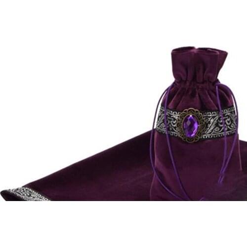 Board Game Accessories By Hand Tarot Tablecloth With BagsFlocking Fabric Beautiful Stone