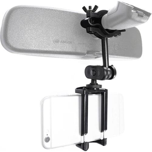 Universal 360 Degree Car Rearview Mirror Mount Phone Holder Extension Bracket