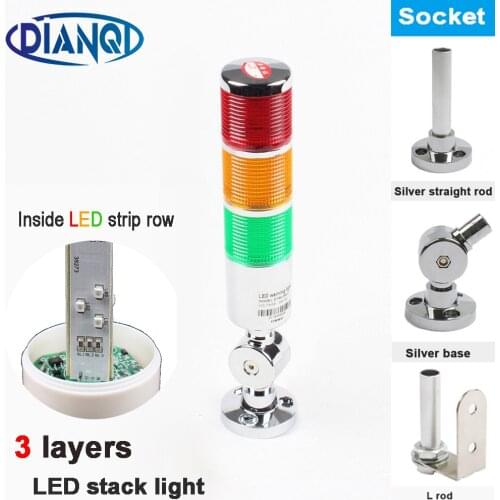 Rotatable 12-24VDC 110-220VACSafety Stack Lamp Industrial Tower Signal Light LED Sliver indicator light 3 layers base Red Yellow