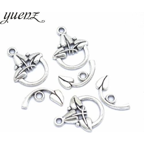 YuenZ 20 set Antique Silver color Flower-shaped OT Toggle Clasps Fit Bracelet necklace For jewelry making V208