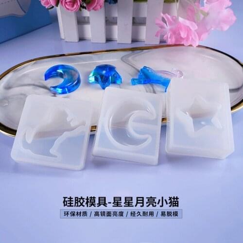 Liquid Silicone Mold for DIY Resin Decorative Craft Moon Star Epoxy UV Resin Molds for Pendants Jewelry Clay Molds Making Tools