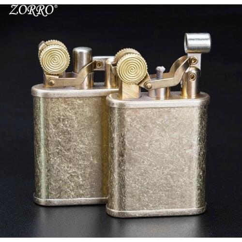 Zorro New Portable Pure Copper Semi-automatic Kerosene Lighter Creative Personality Retro Mens Tool for Boyfriend Gift