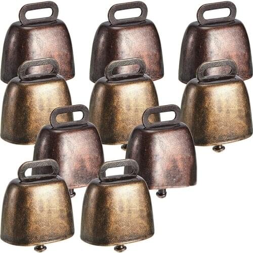 10PCS Cow Horse Sheep Grazing Small Brass Bells,Cowbell Retro Bell for Horse Sheep Grazing Copper,Cow Bells Noise Maker