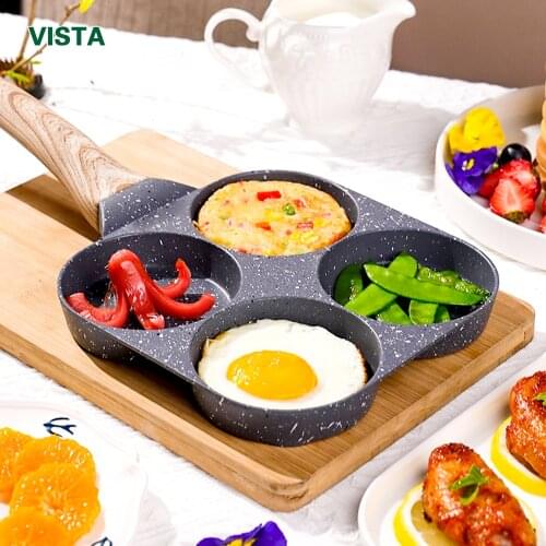 2/ 4 Holes Frying Pot Pan Black Thickened Kitchen Omelet Non-Stick Egg Poacher Pancake Crepe Steak Cooking Ham Breakfast Maker