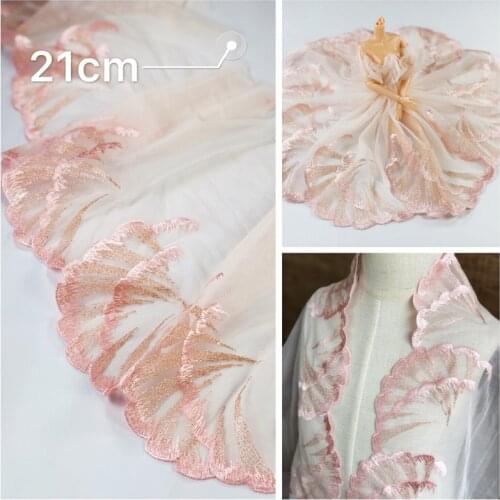 2Meters 21cm Wide Embroidered Mesh Lace Trim Fabric Ribbon For Handmade DIY Crafts Dolls Dress Home Textiles Supplies Material