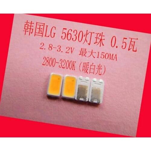 200 piece/lot South Korea LG 2 generation LED SMD LEDs 3V 5630 downlight bulb light 0.5 watts Warm white