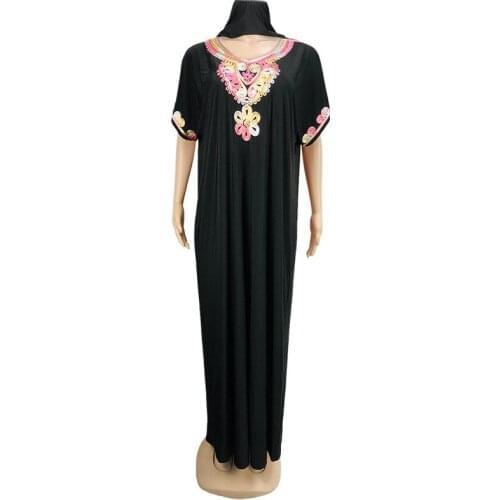2021 African Muslim Abaya Kaftans Dress Embroidery Abaya Hunkle Multicolor Dress Women Summer Casual Boho Loose Maxi Dresses