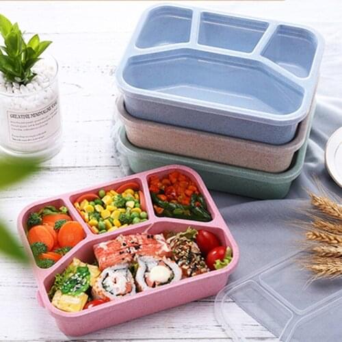 2021 NEW Wheat Straw Lunch Box Japanese Style Lunch Box Student Lunch Box Portable Microwave Oven Square Fast Food Box