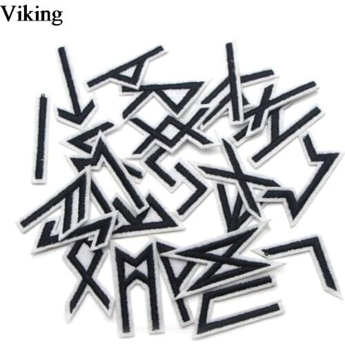 24pcs Viking Runes Cool Rune Patches Iron On Patch For Clothing Embroidery Stripe On Costume Diy Sequin Applique Badges G0009