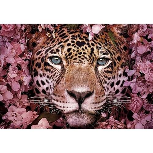 5D DIY Diamond Painting Leopard Flowers Pictures Full Square Round 3D Diamond Embroidery Crystal Mosaic Home Decor Gift DF104