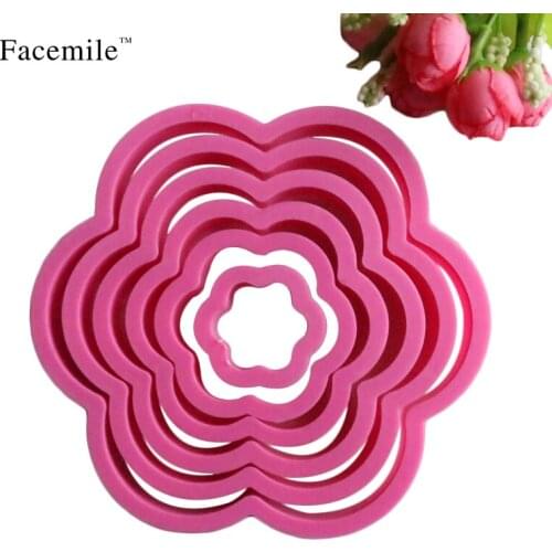 6pcs Plum Blossom Flower Shape Cutter Bakeware DIY Fondant Gigt Biscuit Cookie Cutter Decorating Mold Baking Tools 02031