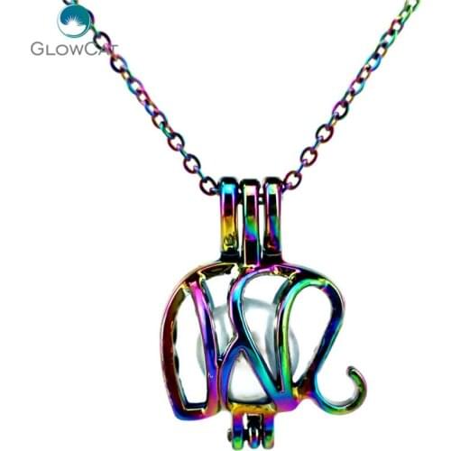 C102 COLORS 24.5mm Elephant Diffuser Locket Necklace Beads Cage Steel Chain Pendant Aroma Essential Oil Diffuser Locket Necklace