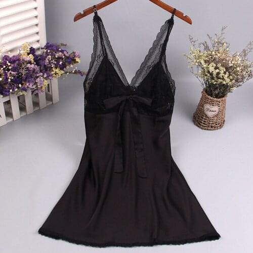 Black Sexy Womens Sleep Robe V-Neck Sleeveless Sleepwear Flower Summer Lady Home Wear Nightgown Bath Gown Sleepshirts