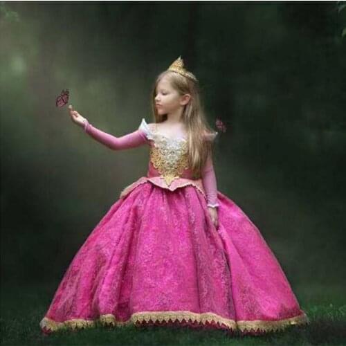 Sleeping Beauty Dress up Cosplay Costumes Kids Embroidery Clothes Child Christmas Birthday Anime Princess Dresses partyfor Girl