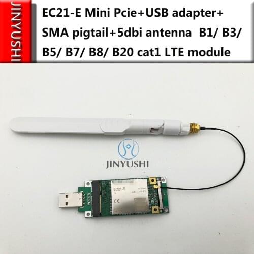 EC21-E Mini Pcie+USB adapter+U.FL IPEX to SMA pigtail+5dbi antenna cat1 LTE UMTS/HSPA+GSM/GPRS/EDGE B1/ B3/ B5/ B7/ B8/ B20