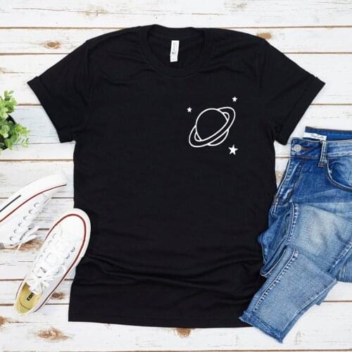 Saturn Planet T-shirt Planet Pocket Shirt Ufo Tumblr T Shirt Women Grunge Aesthetic Tees Universe Galaxy Top Unisex