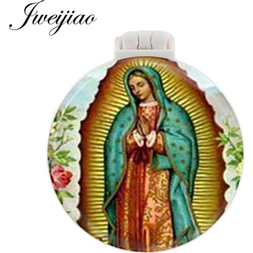 Youhaken Our Lady of Guadalupe Pocket Mirror With Massage Comb Folding Makeup Hand Vanity Travel Purse Mirrors gift for women