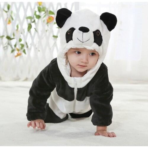 Baby Boy Girl Hooded Rompers Animal Cosplay Costume Newborn Infant Jumpsuit Panda Clothes