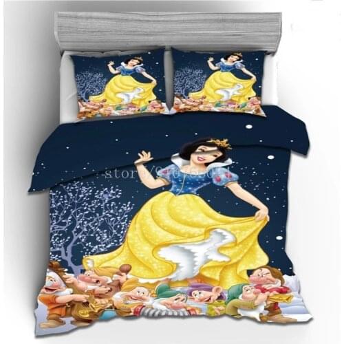 Disney Snow White Belle Rapunzel Princess Bedding Set Comfortable Duvet Cover Home Textile Children Girls Bedroom Decoration