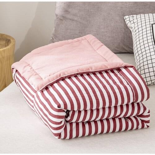 Double air-conditioning quilt summer thin quilt cotton washed cotton summer quilt striped plaid summer cool quilt