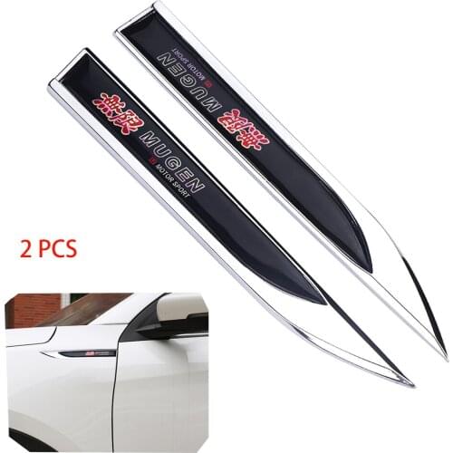 2 pcs Car Stying Metal Logo Sticker Decal For Honda Mugen Car Side Badge Blade Style