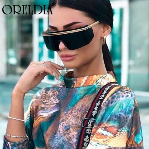 Fashion Oversized Goggles Sunglasses Men And Women Retro Rimless Lens Temple Integrated Sunglasses Accessories Glasses UV400