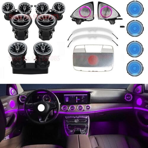 64 colors set Car Outlet Ambient Light Turbine Air Vent 3D Rotating Tweeter Door Speaker LED Light For E class W213 2016-2021
