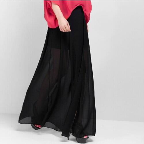 New Womens Open Side Split Skirt,Solid tropical Chiffon Long Maxi Bohemian skirts,girl sexy skirts,plus size M/L/XL/XXL/3XL