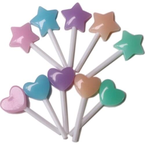 Newest Pastel Colorful Love Heart Lollipop Candy Flatback Resin Cabochons Crafts For Diy Decor