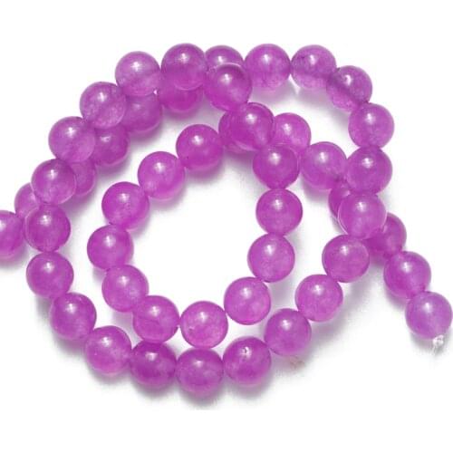 Wholesale 4mm 6mm 8mm 10mm 12mm 14mm Violet Purple Jades Natural Stone Loose Beads Needlework for Jewelry Making DIY Bracelet
