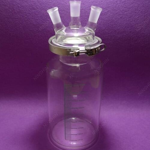 5000mL 24/40 3 Necks,Glass Cylinder Reactor,5 Litre Flat Bottom Reaction Flask