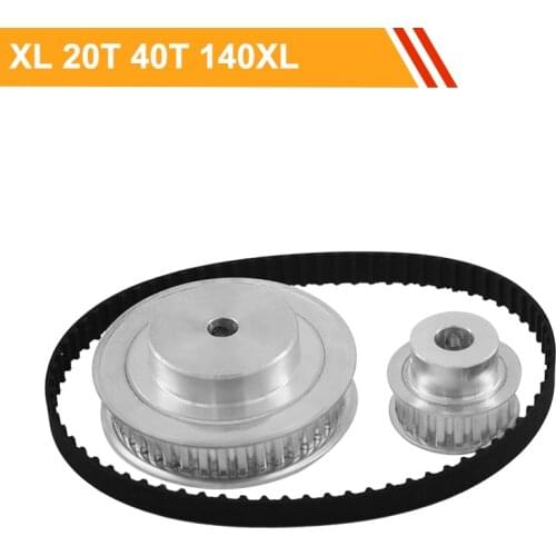XL Gear Pulley Belt Set 20T 40T 100mm Center Distance Reduction 1:2 Synchronous Pulley Wheel Kit 140XL Transmission Belt