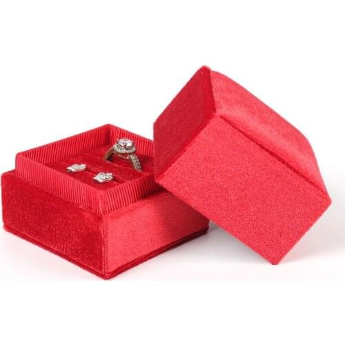 Christmas Red Velet Rings Jewelry Packaging Box Female Wedding Earrings Necklaces Engagement Anniversary Gift For Lover Portable