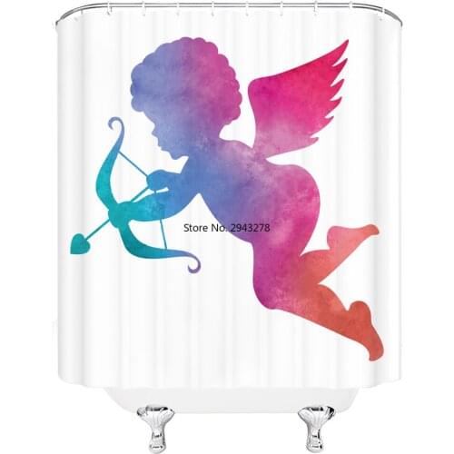 Bathroom Shower Curtains Cartoon Angel Cupid Baby Child Waterproof Curtain Polyester cloth Bath Screen Home with Hooks