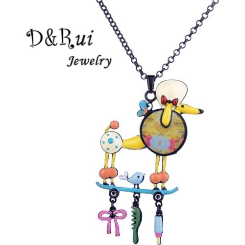 Women Enamel Alloy Collar Necklaces & Pendants Long Chains Womens Fashion 2019 Jewelry Cartoon Animal Dog Statement Necklace