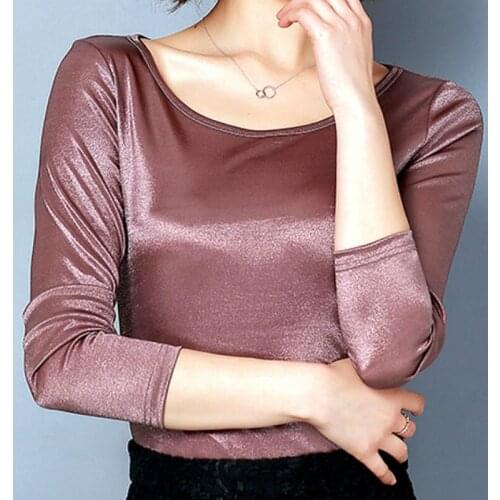 2019 Outono Moda Feminina Blusas Manga Comprida O PescoCo Mulheres Tops e Blusas Casual SOlidos Mulheres Elegantes