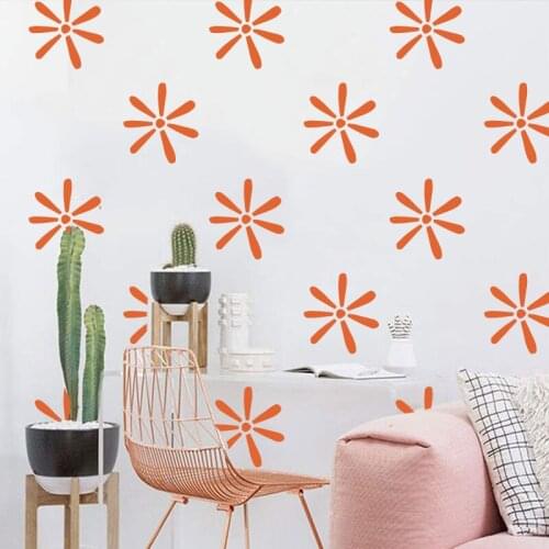 27Pcs Boho Daisy Flower Wall Decal Living Room Bedroom Sun Nature Woodland Flora Forest Wall Sticker Playroom Vinyl Decor