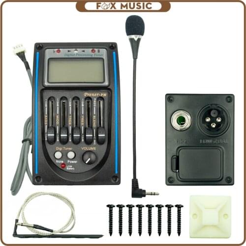 5 Band Acoustic Guitar EQ Preamp PM 5-Band EQ Equalizer Pickup Tuner LCD With Microphone