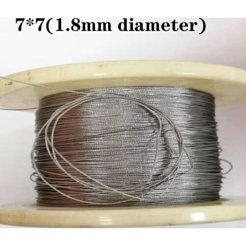 50M/100M 1.8mm Diameter 7X7 Construction 304 Stainless steel Wire rope Alambre Softer Fishing Lifting Cable