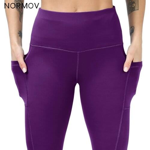 NORMOV High Waist Seamless Short Sport Leggings Women Pockets Booty Lifting Shorts Stretchy Workout Push Up Gym Leggings