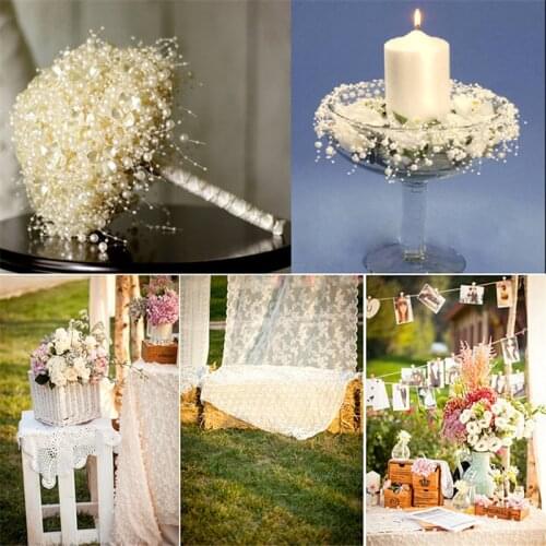 5 Meters Fish Line Artificial ABS Pearl Beads Chain for Garland Wedding Party Decor Hair Accessories Table Decoration