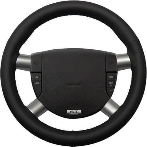 Car Steering Wheel Cover DIY Hand-stitched Black Genuine Leather For Ford Mondeo Mk3 2002 2003 2004 2005 2006