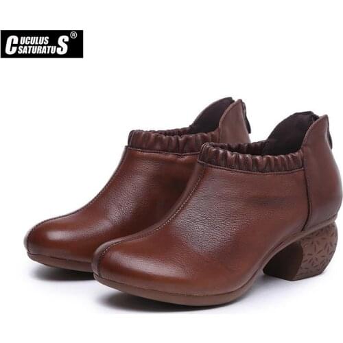 Cuculus Genuine Leather Shoes Women High Heel Shoes Spring Autumn Women Pumps Shoes Comfortable Women Shoes High Heels